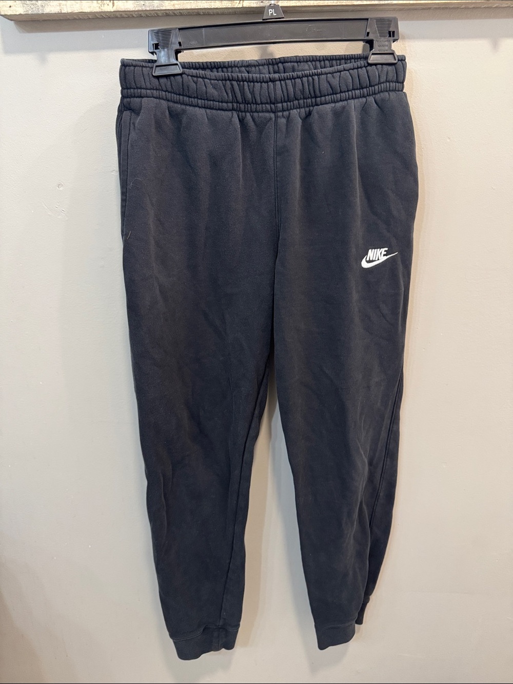 Nike Black Mens Jogger Sweatpants with White Swoosh